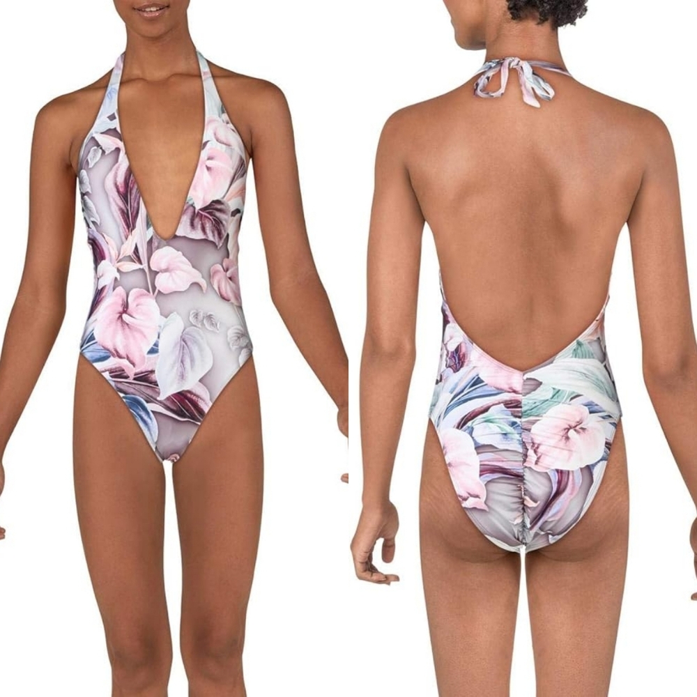 BCBGMAXAZRIA Mio Floral Plunge Swimsuit